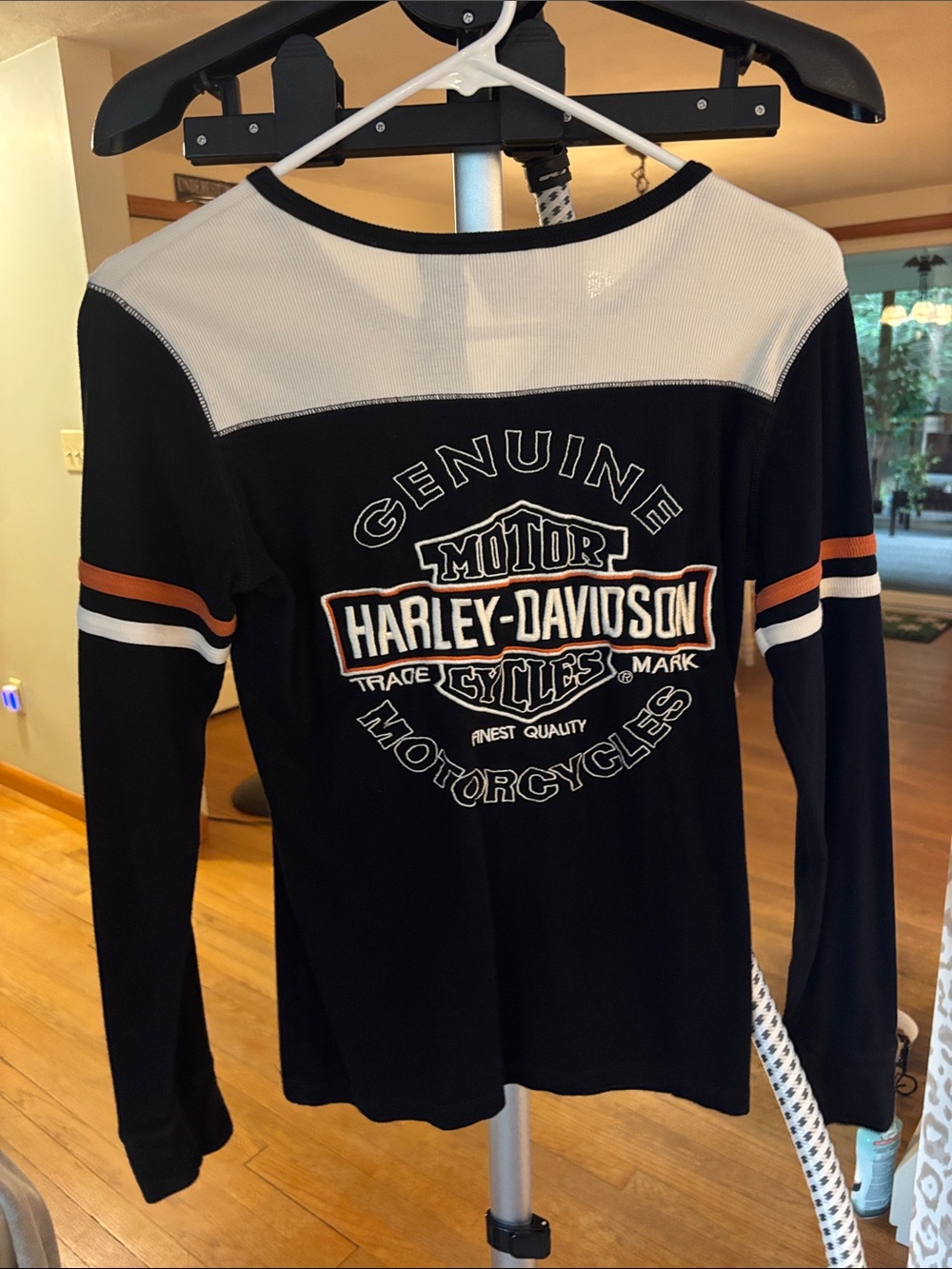 Harley-Davidson Black, White & Orange Logo Long Sleeve Shirt - Picture 2 of 2